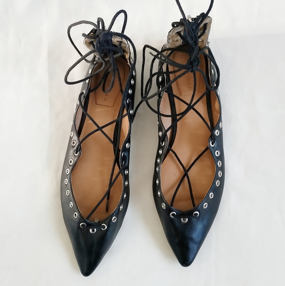Zara Black lace Up shoes leather flats balet Bloggers Favourite Ballerina - Picture 7 of 11
